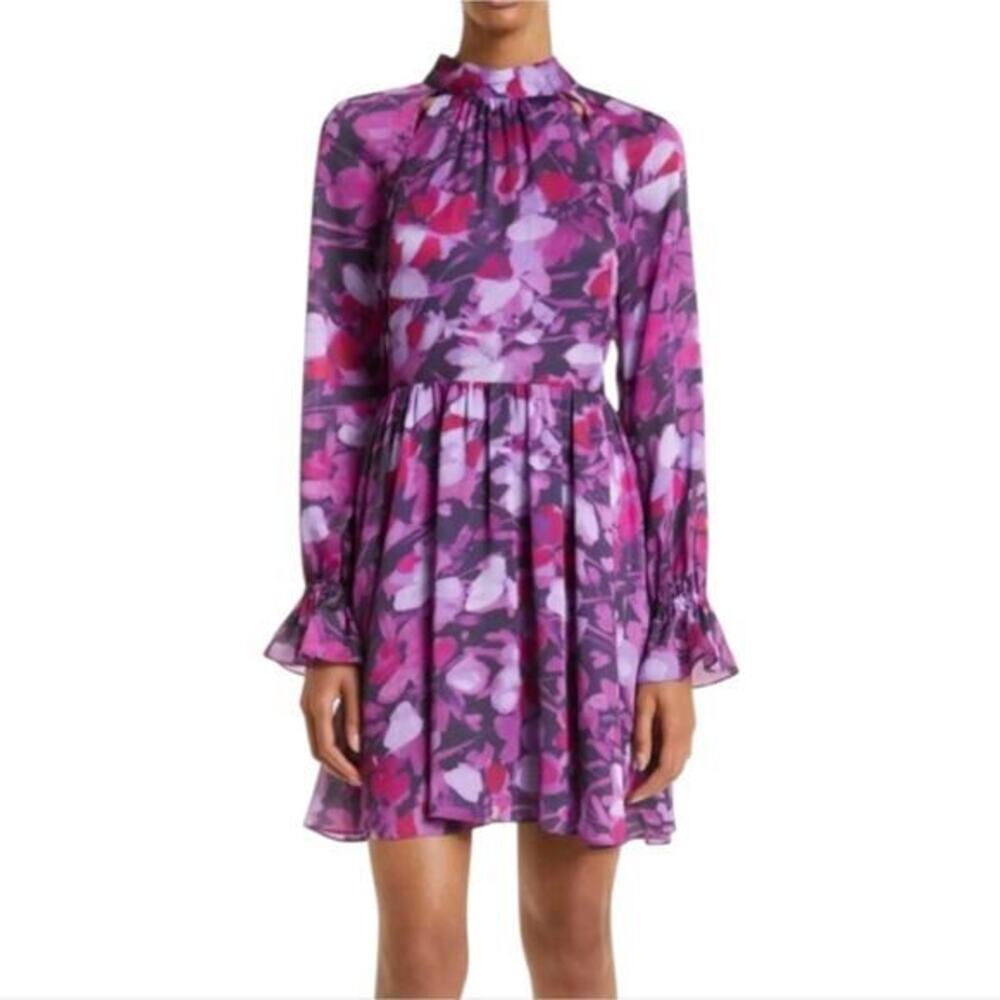 Ted Baker London Sammieh Floral Long Sleeve Fit & Flare Dress Women sz 4 M New!